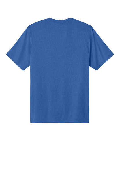Rear View of TRoyHthr Port & Co Heather Performance Tee PC390