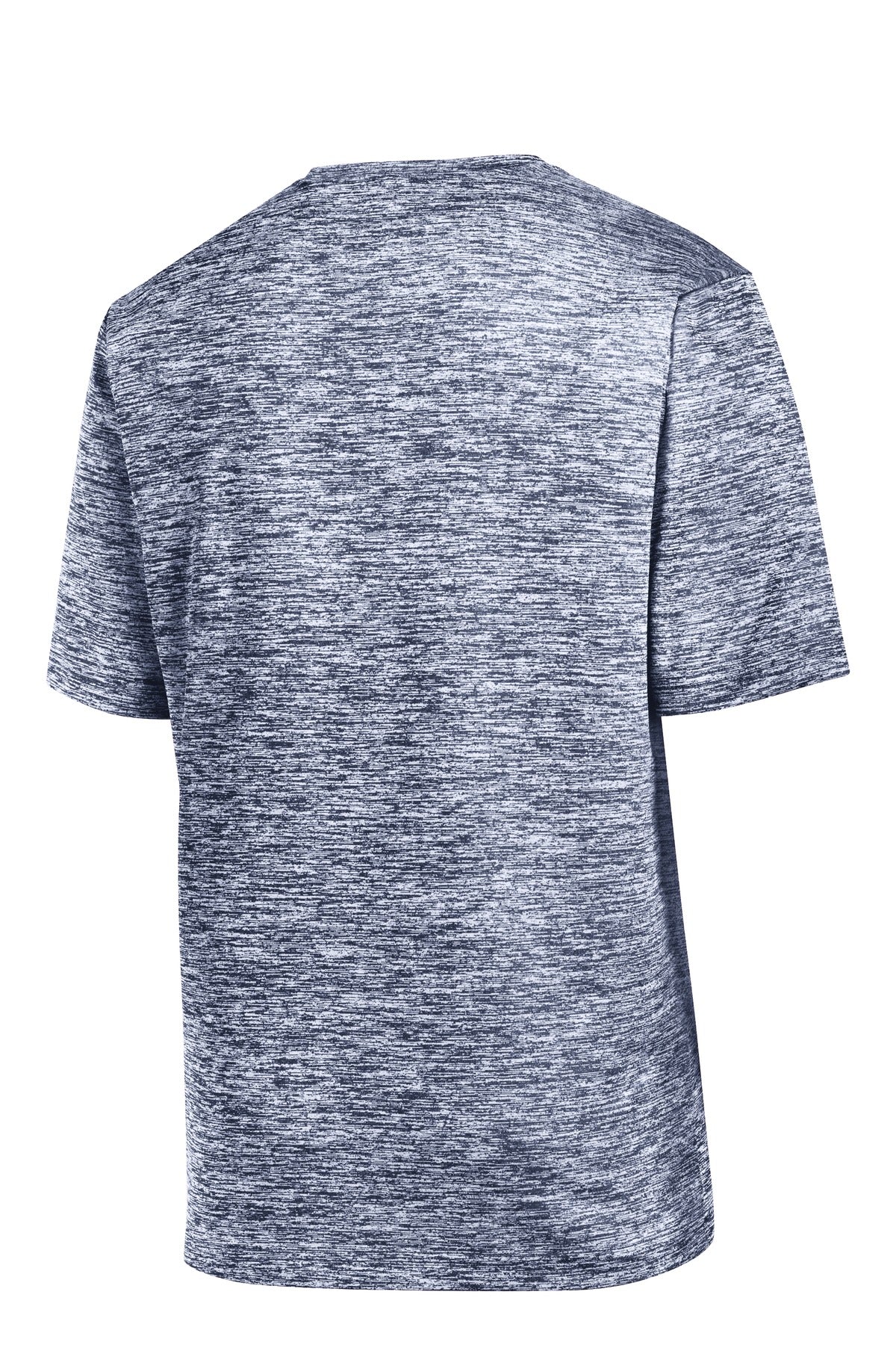 Rear View of True Navy Elec Sport-Tek PosiCharge Electric Heather Tee. ST390