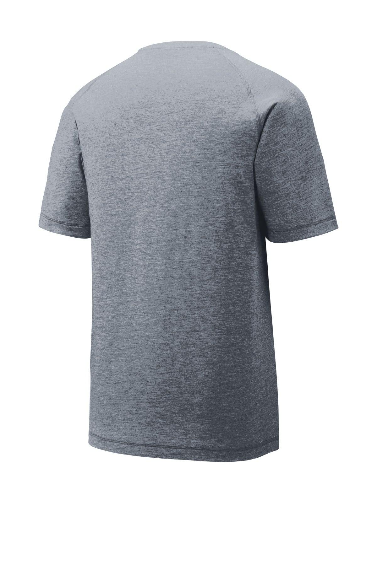 Rear View of True Navy Hthr Sport-Tek PosiCharge Tri-Blend Wicking Raglan Tee. ST400