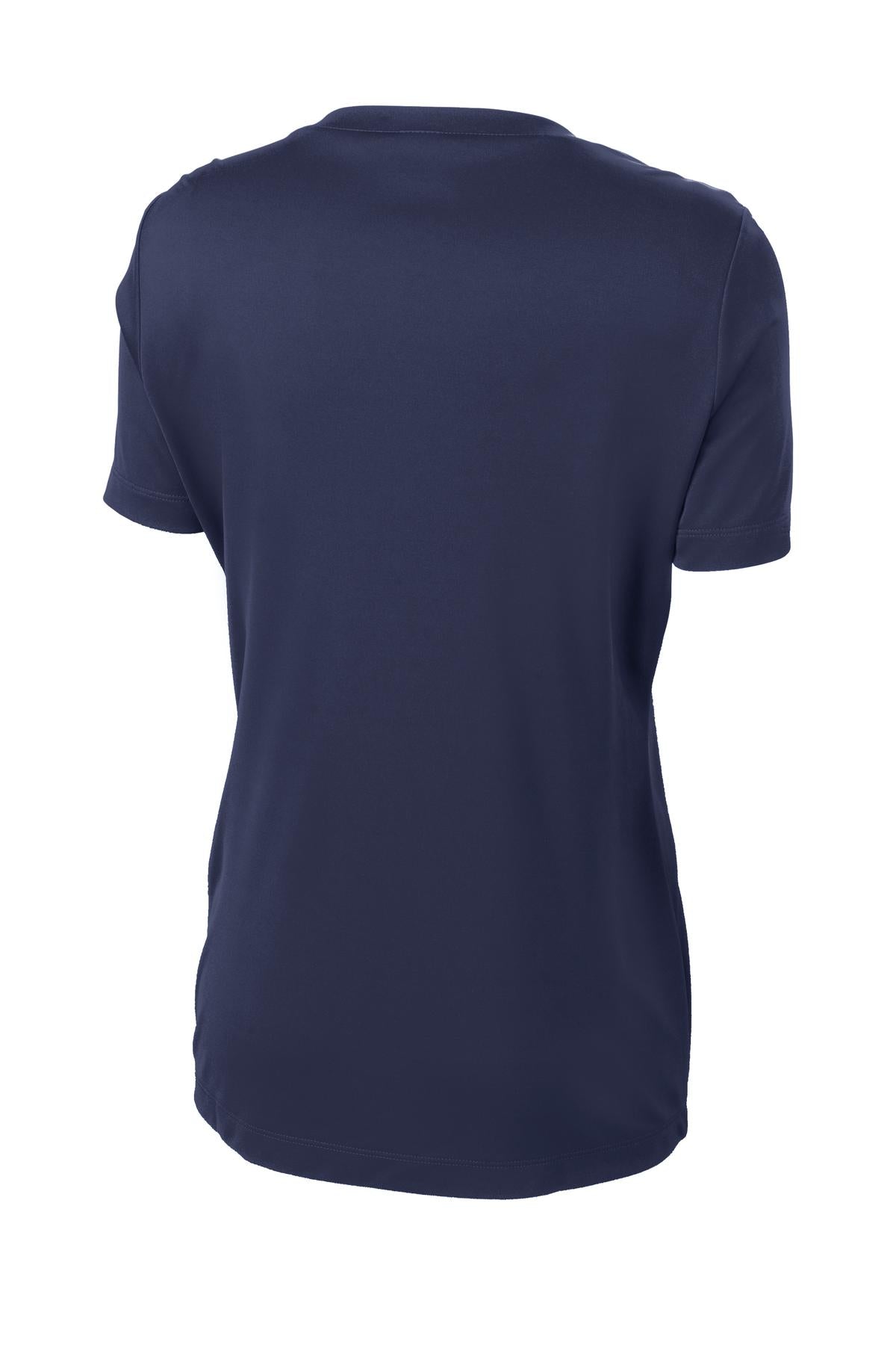 Rear View of True Navy Sport-Tek Women's PosiCharge Competitor V-Neck Tee. LST353
