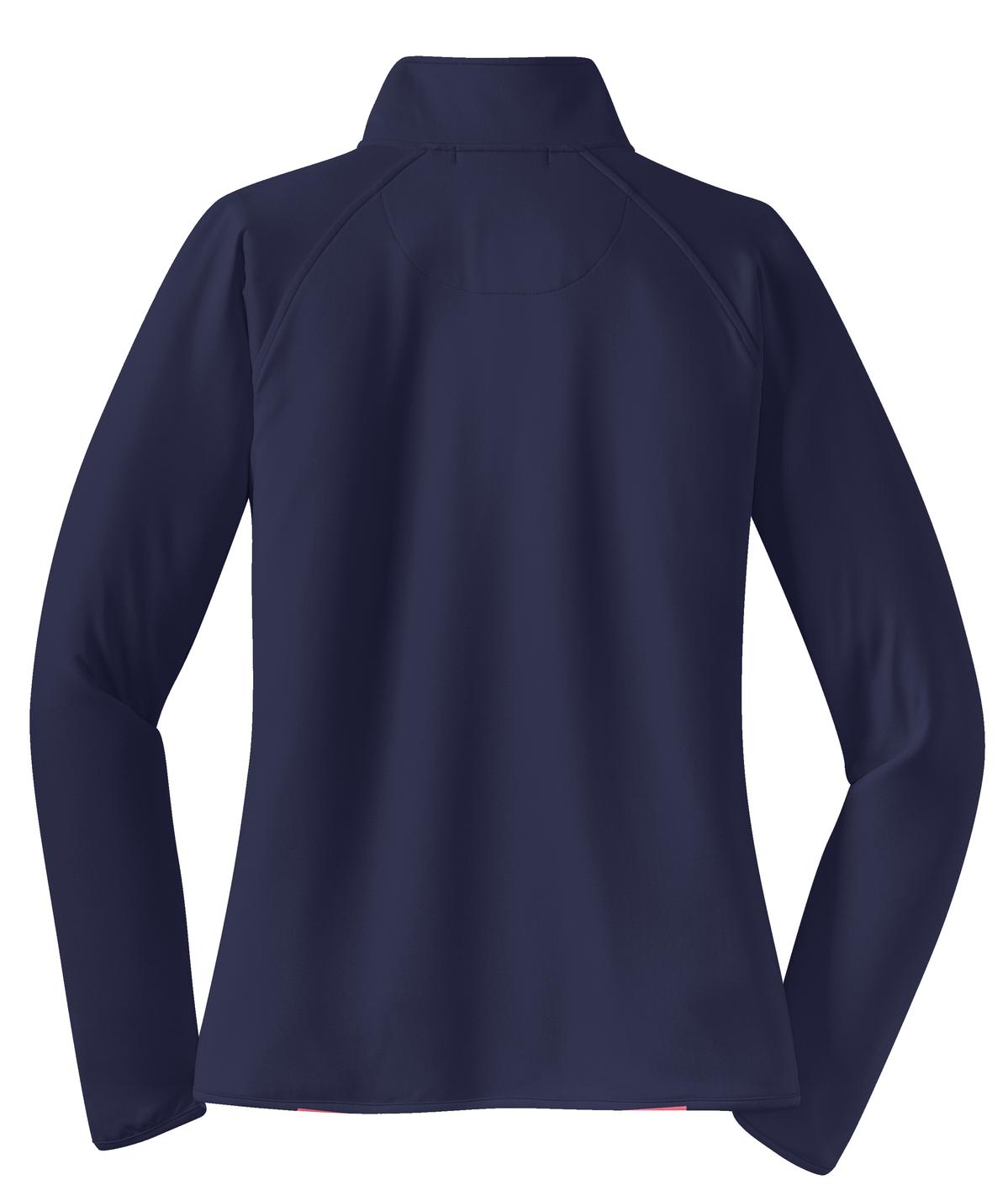 Rear View of True Navy Sport-Tek Women's Sport-Wick Stretch 1/4-Zip Pullover. LST850