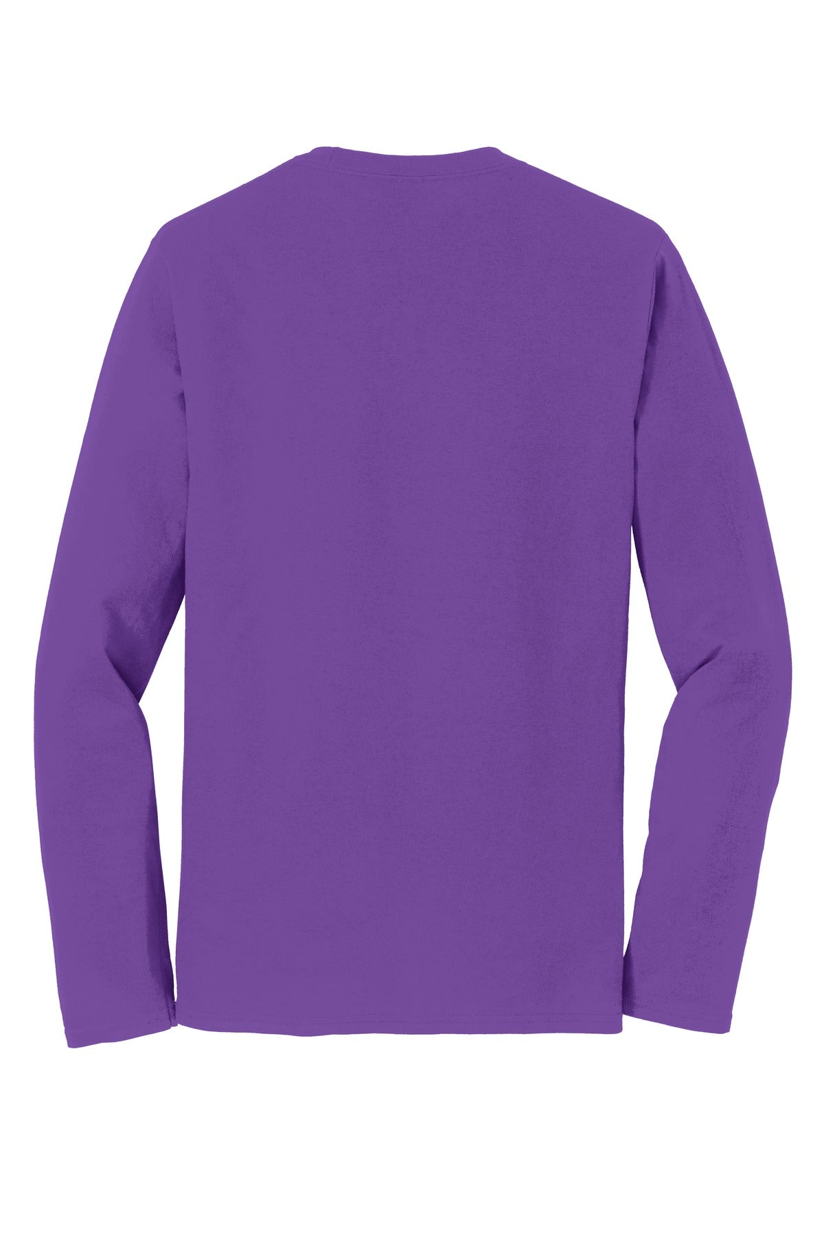 Rear View of True Purple Port & Co Long Sleeve Fan Favorite Tee. PC450LS