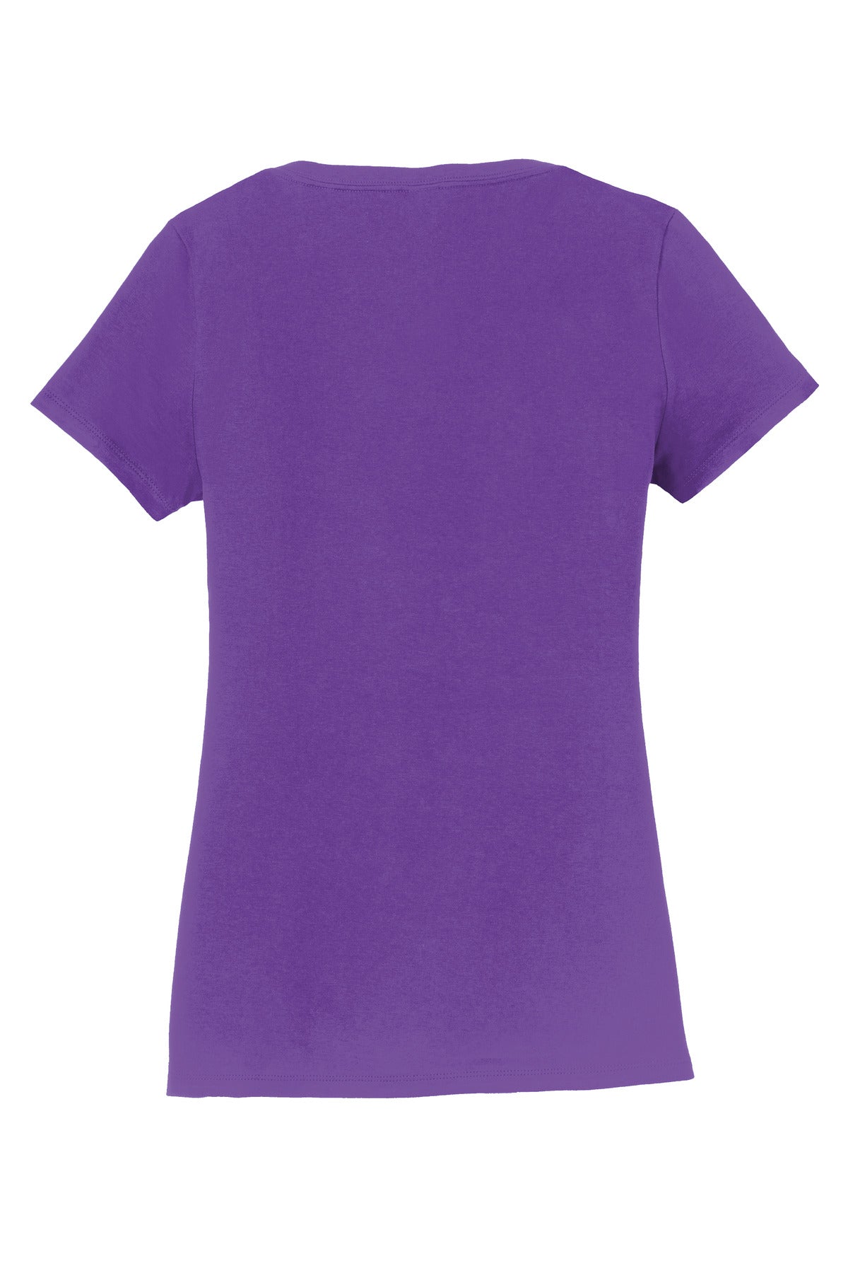 Rear View of True Purple Port & Co Women's Fan Favorite V-Neck Tee. LPC450V