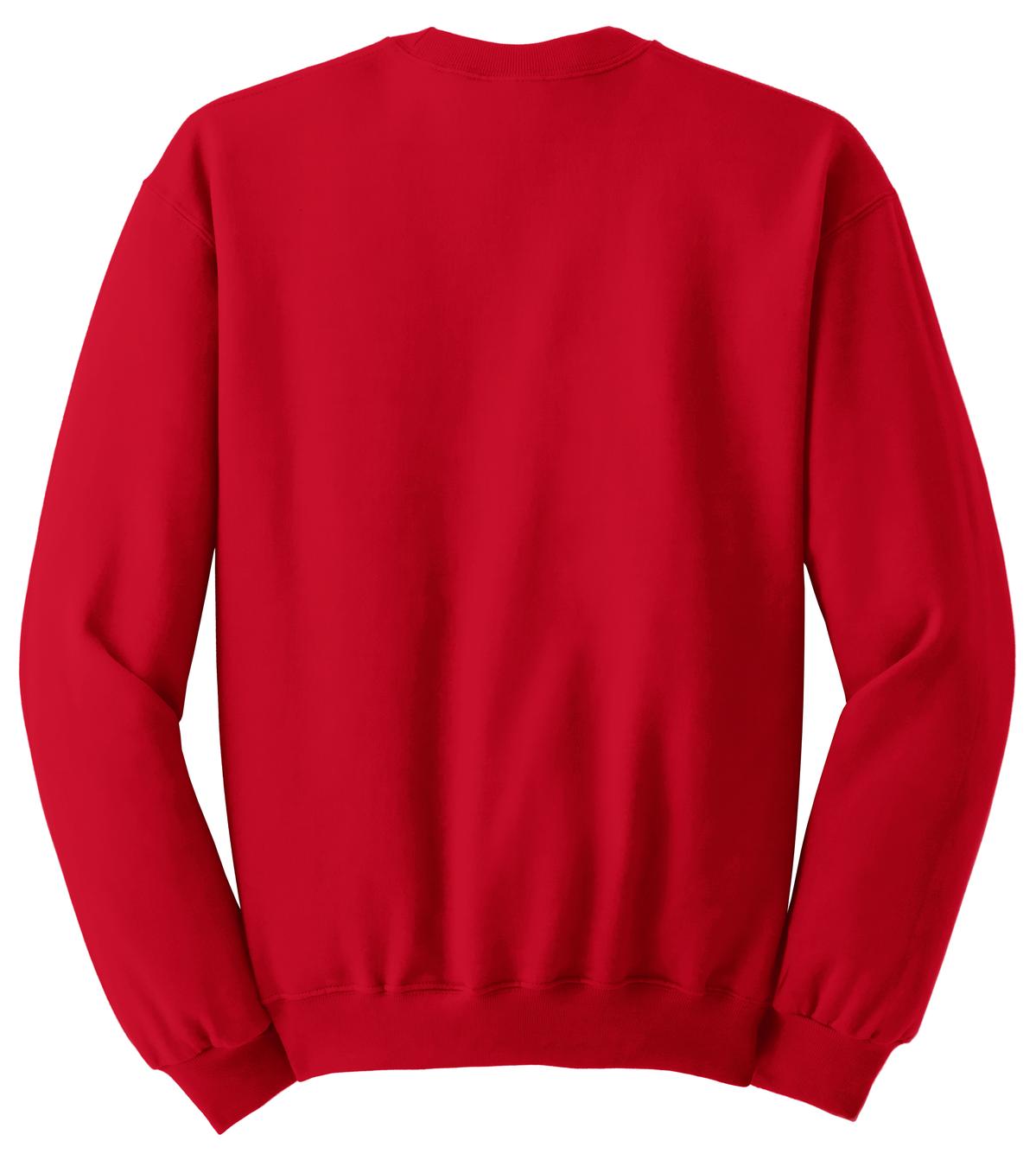 Rear View of True Red Jerzees - NuBlend Crewneck Sweatshirt. 562M