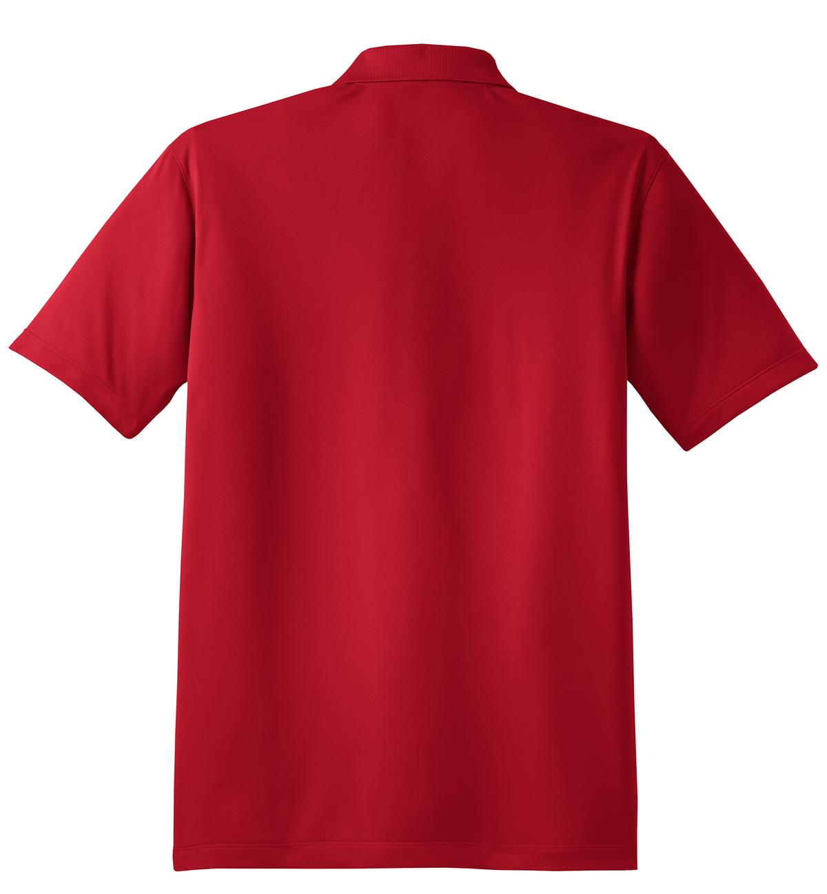 Rear View of True Red Sport-Tek Micropique Sport-Wick Polo. ST650