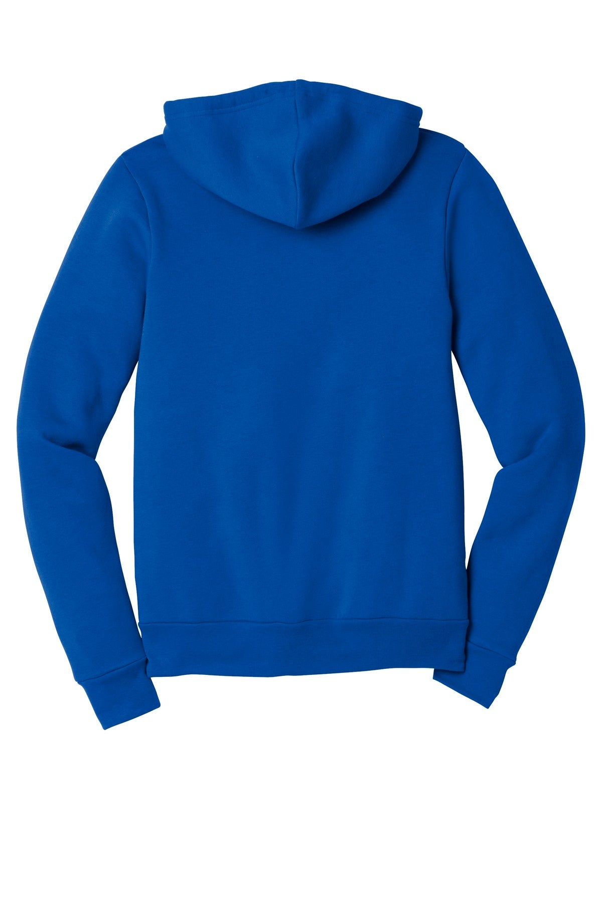 Rear View of True Royal BELLA+CANVAS Unisex Sponge Fleece Full-Zip Hoodie. BC3739