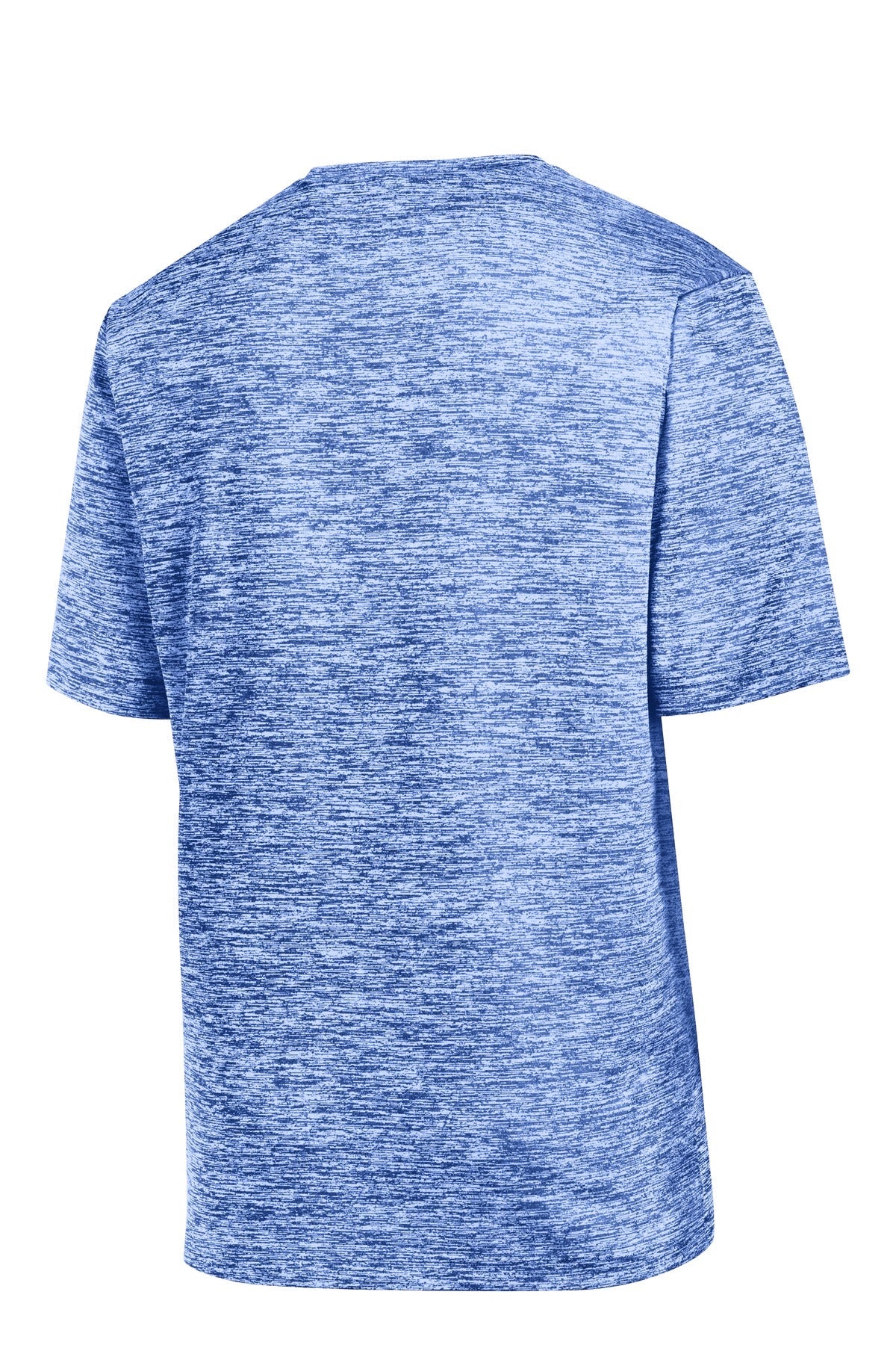 Rear View of True Royal Ele Sport-Tek PosiCharge Electric Heather Tee. ST390