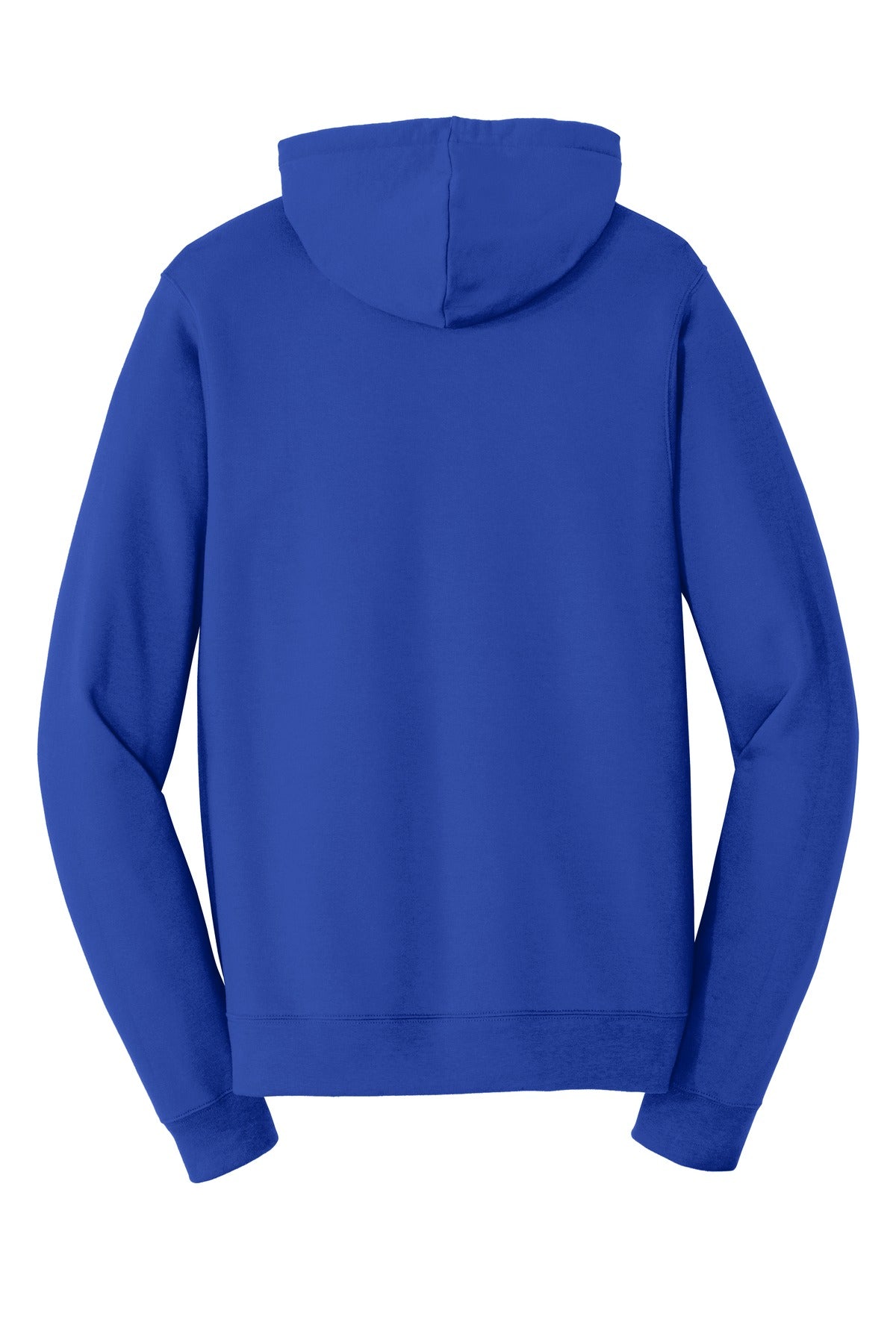 Rear View of True Royal Port & Co Fan Favorite Fleece Pullover Hooded Sweatshirt. PC850H