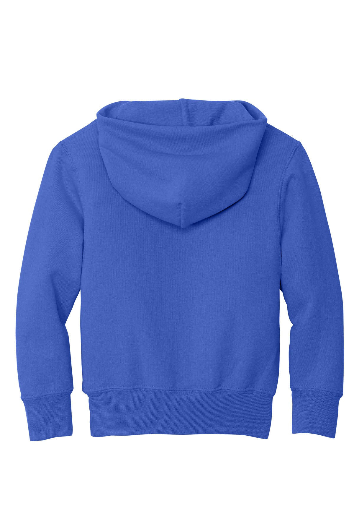 Rear View of True Royal Port & Co Youth Core Fleece Pullover Hooded Sweatshirt. PC90YH