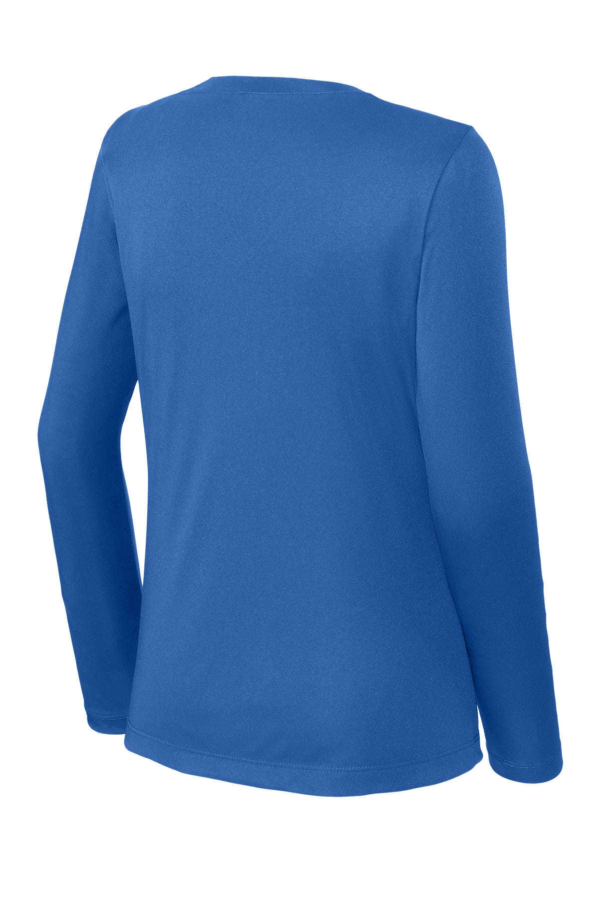 Rear View of True Royal Sport-Tek Women's Long Sleeve PosiCharge Competitor V-Neck Tee. LST353LS