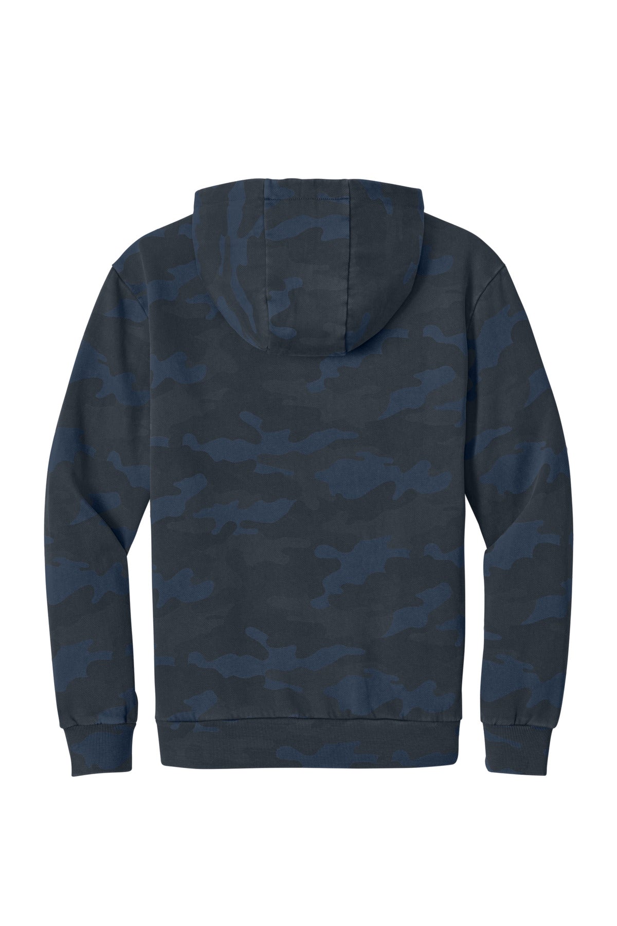 Rear View of TrueNavy District Wash Camo Fleece Hoodie DT2200C
