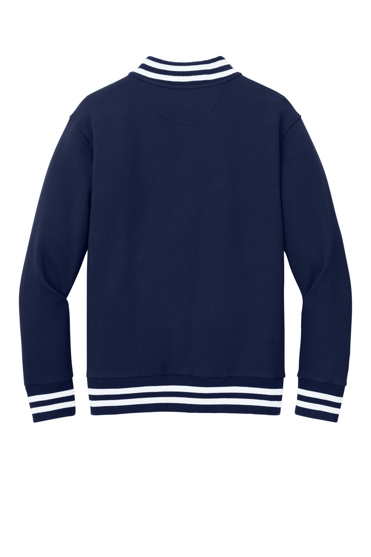 Rear View of TrueNavy New Era Varsity Heavyweight Fleece Jacket NEA560
