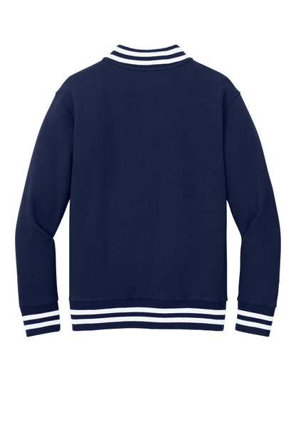 Rear View of TrueNavy New Era Varsity Heavyweight Fleece Jacket NEA560