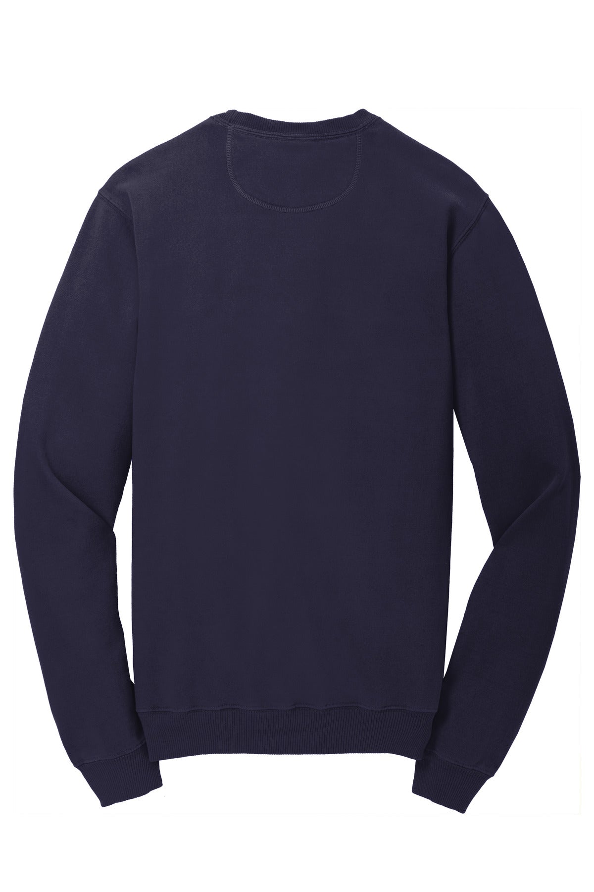 Rear View of TrueNavy Port & Co Beach Wash Garment-Dyed Crewneck Sweatshirt PC098