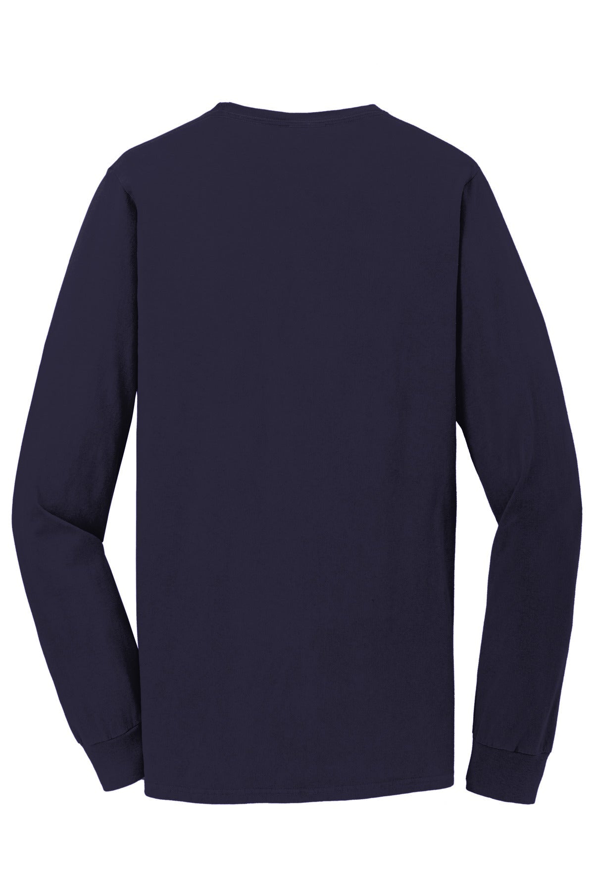 Rear View of TrueNavy Port & Co Beach Wash Garment-Dyed Long Sleeve Tee PC099LS