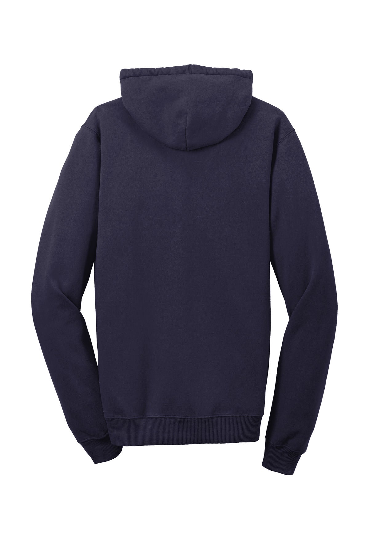 Rear View of TrueNavy Port & Co Beach Wash Garment-Dyed Pullover Hooded Sweatshirt. PC098H
