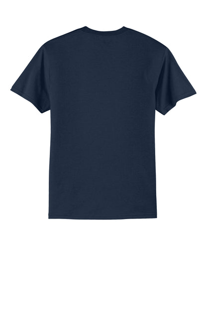 Rear View of TrueNavy Port & Co Core Blend Tee. PC55