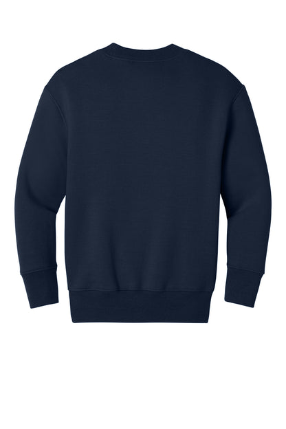 Rear View of TrueNavy Port & Co Youth Core Fleece Crewneck Pocket Sweatshirt PC78YPKT