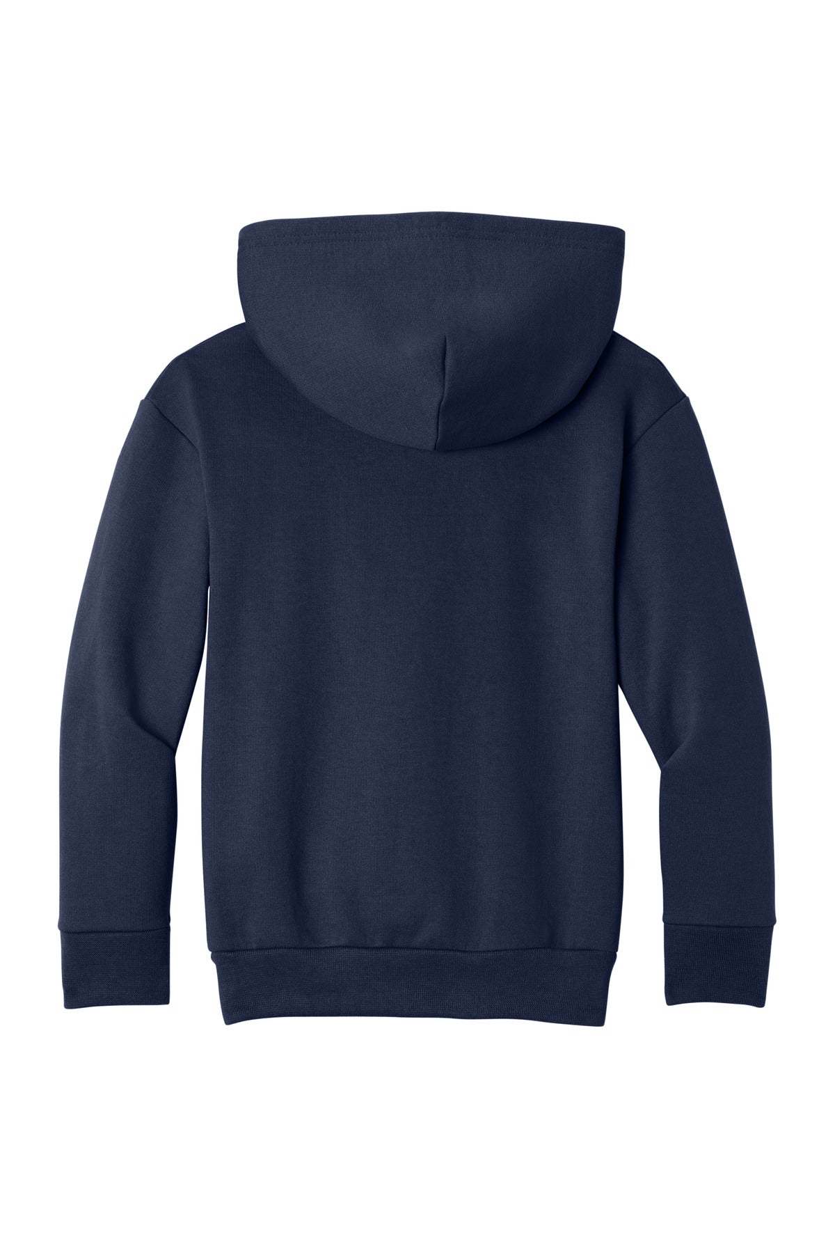 Rear View of TrueNavy Port & Co Youth Easy Fleece Pullover Hooded Sweatshirt PC68YH