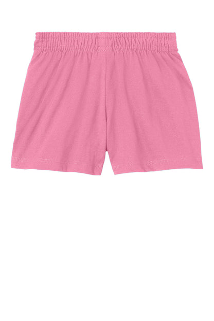 Rear View of TruePink Sport-Tek Girls Jersey Knit Squad Short YGST311