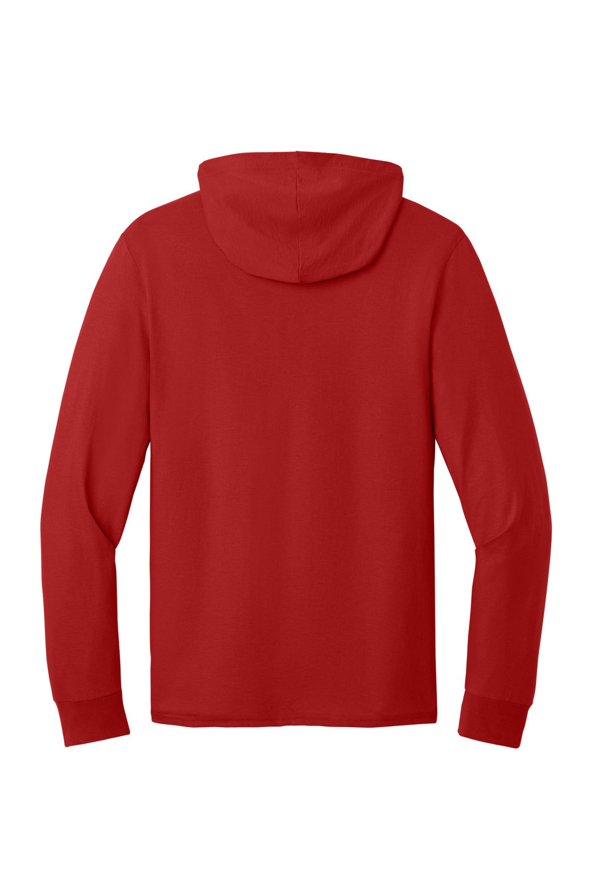 Rear View of TrueRed Jerzees Classics Unisex Cotton Long Sleeve Hooded T-Shirt 363LH