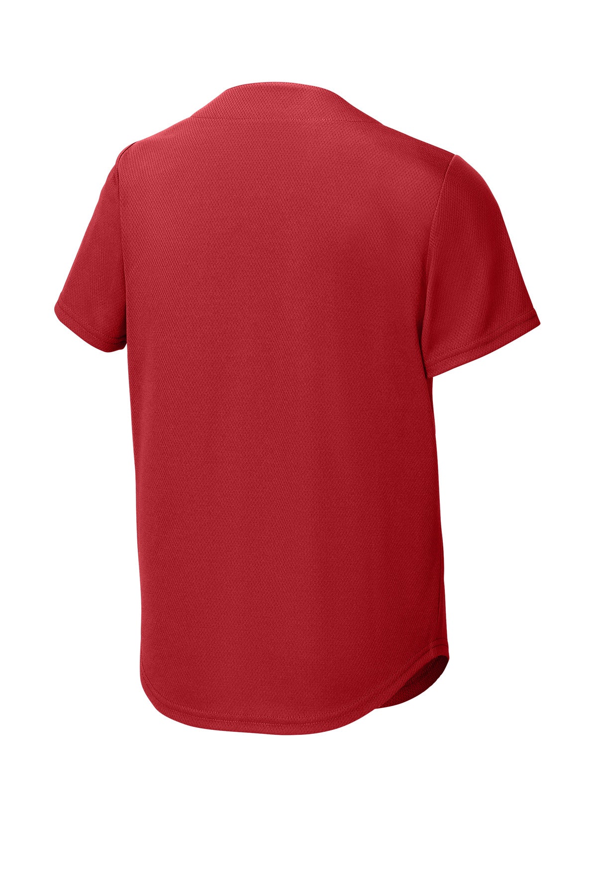 Rear View of TrueRed Sport-Tek Youth PosiCharge Tough Mesh Full-Button Jersey YST220