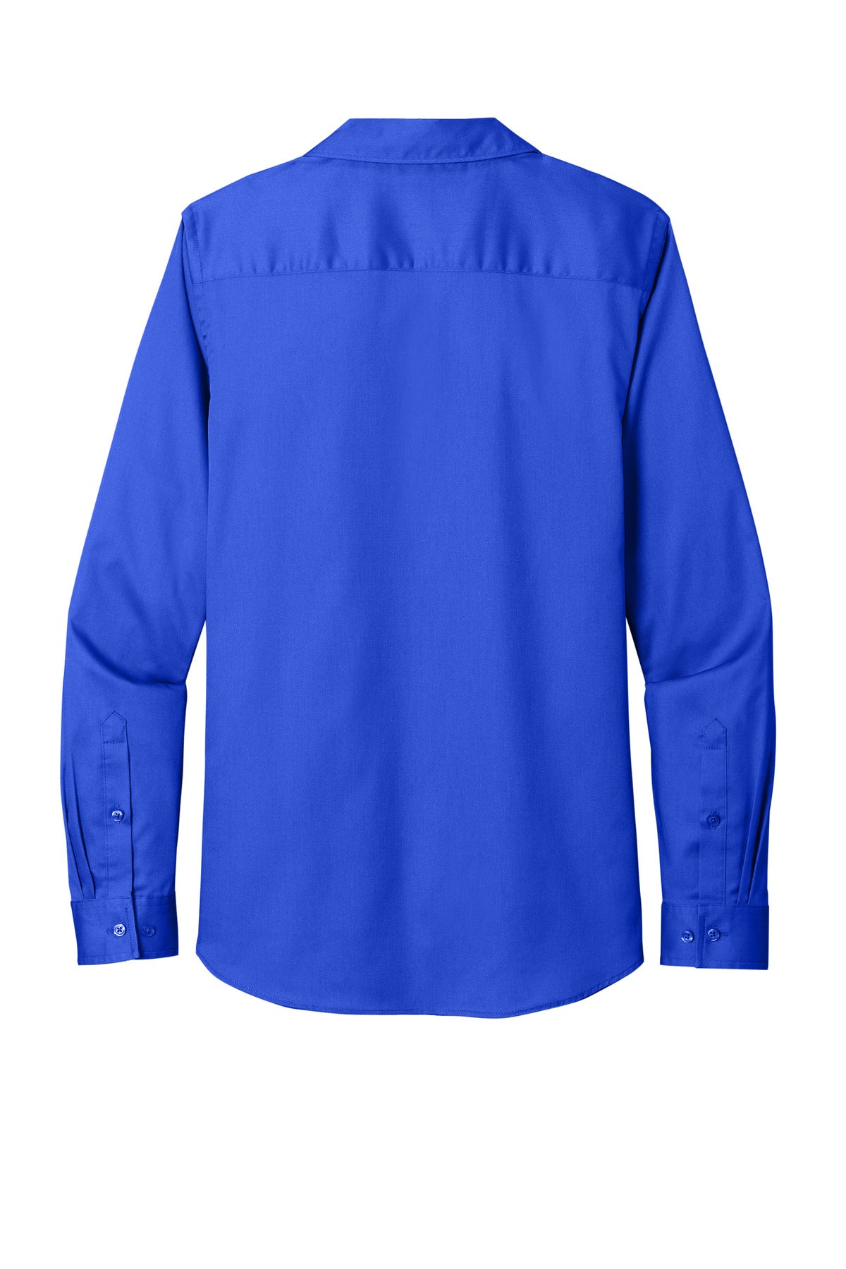 Rear View of TrueRoyal Port Authority Women's Long Sleeve SuperPro React Twill Shirt. LW808