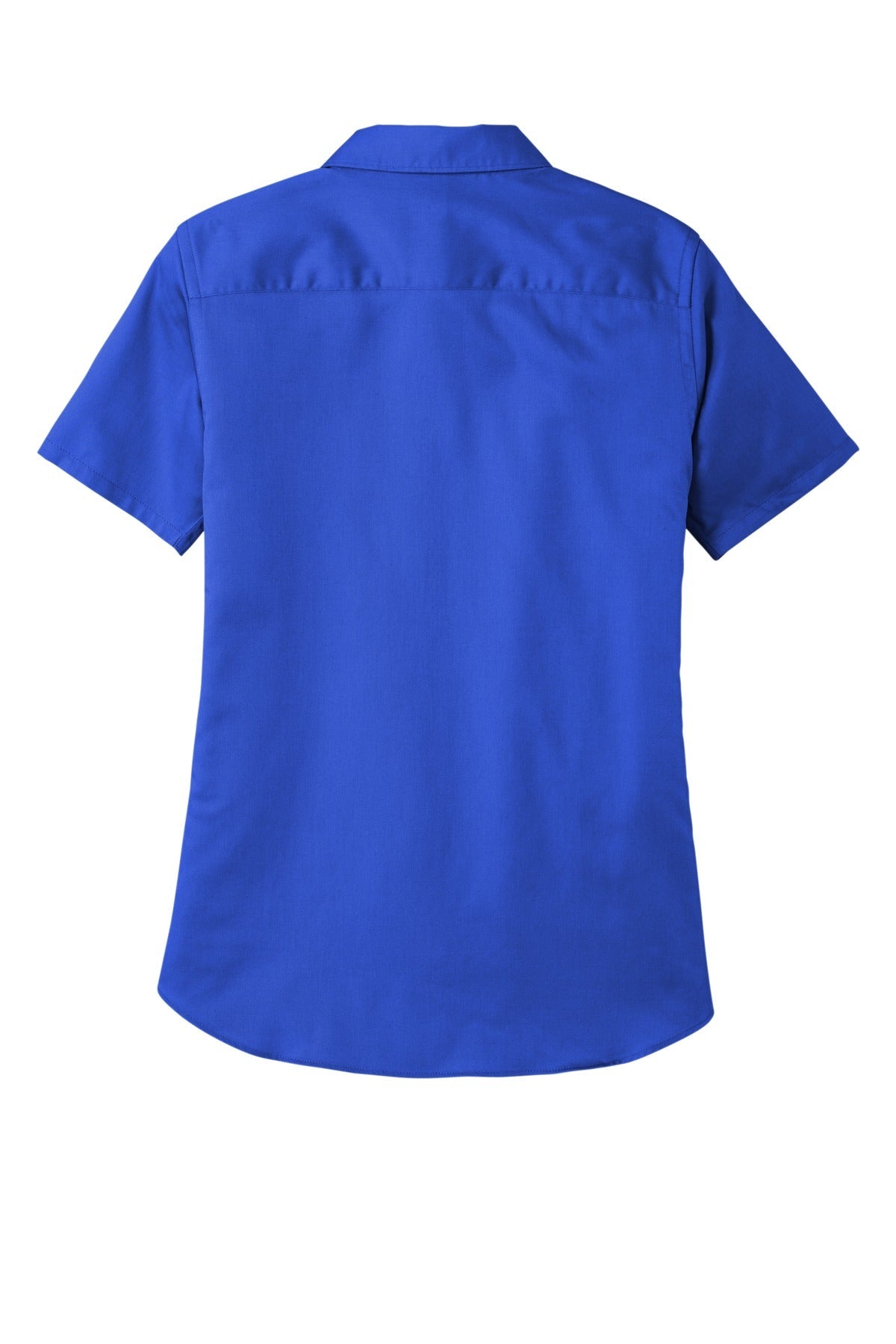 Rear View of TrueRoyal Port Authority Women's Short Sleeve SuperPro React Twill Shirt. LW809