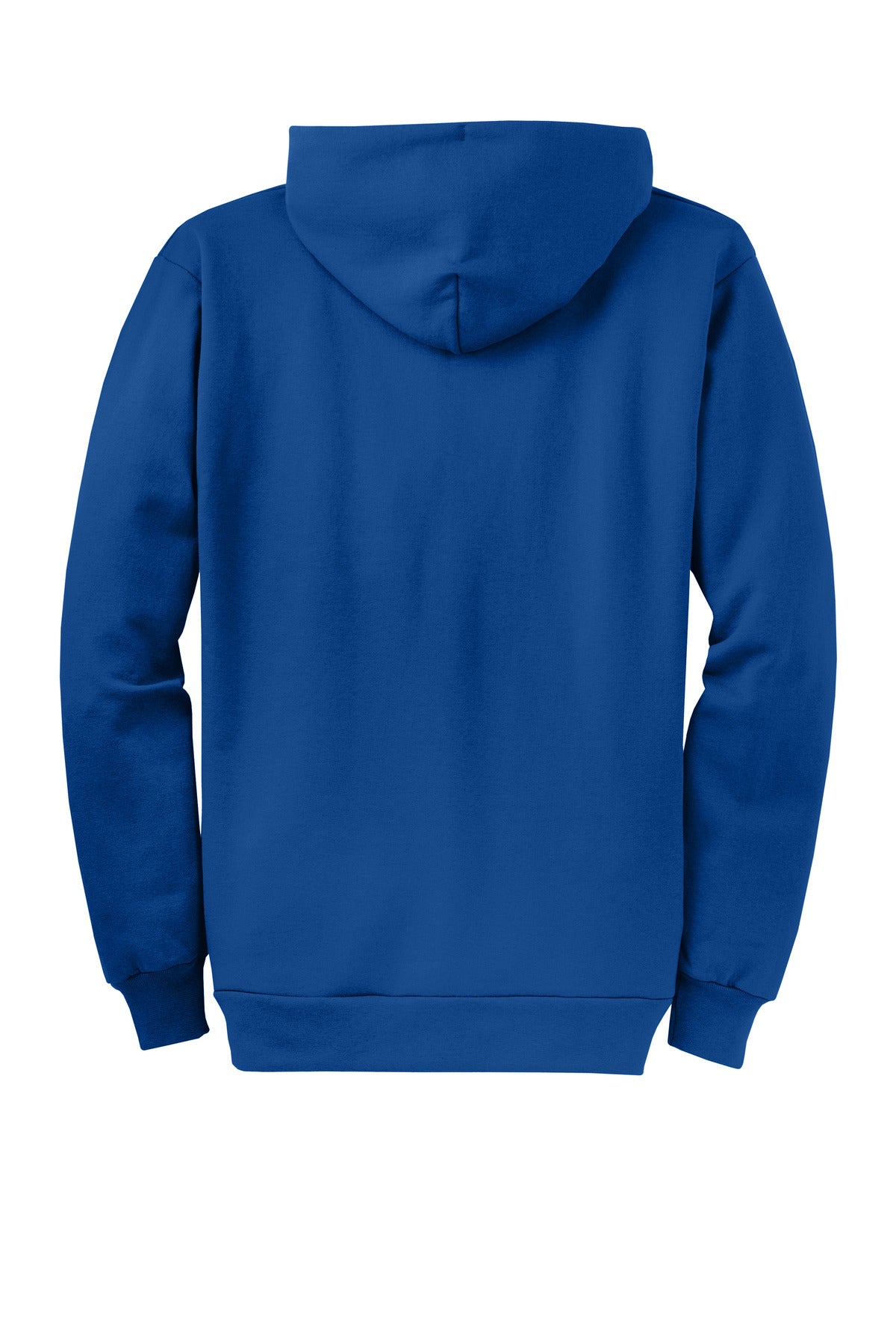 Rear View of TrueRoyal Port & Co Core Fleece Full-Zip Hooded Sweatshirt. PC78ZH