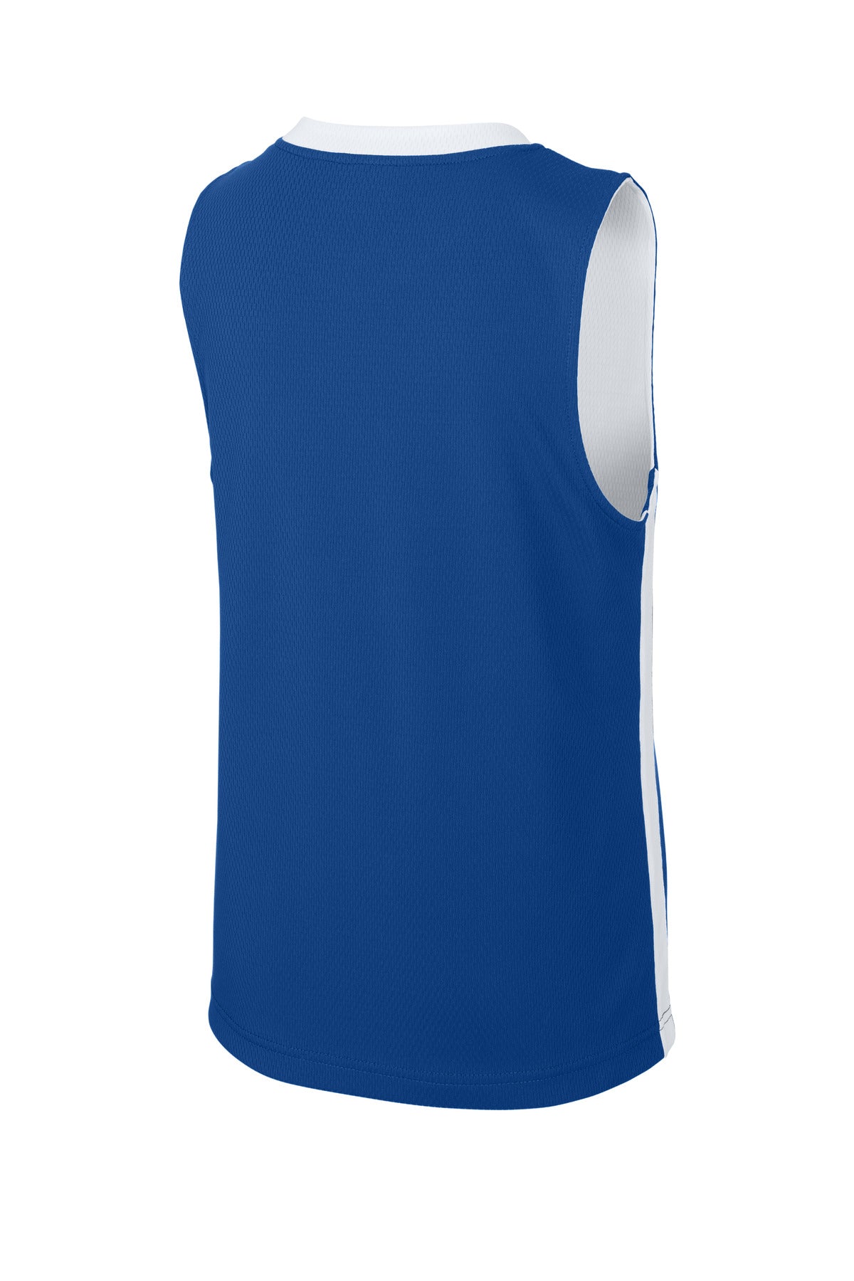 Rear View of TRy/White Sport-Tek Youth Rival Basketball Rev Jersey YST900