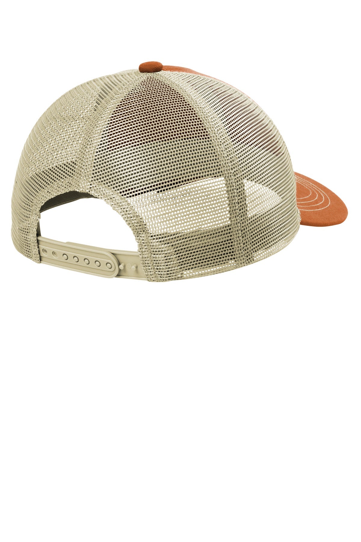 Rear View of TxOrg/Tan Port Authority Unstructured Snapback Trucker Cap C409