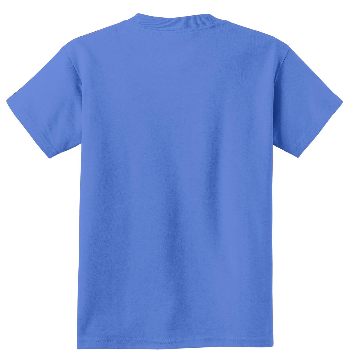 Rear View of Ultramarine Port & Co Youth Essential Tee. PC61Y