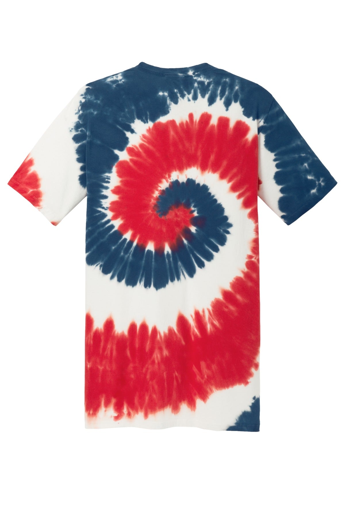 Rear View of USA RAINBOW Port & Co Tie-Dye Tee. PC147