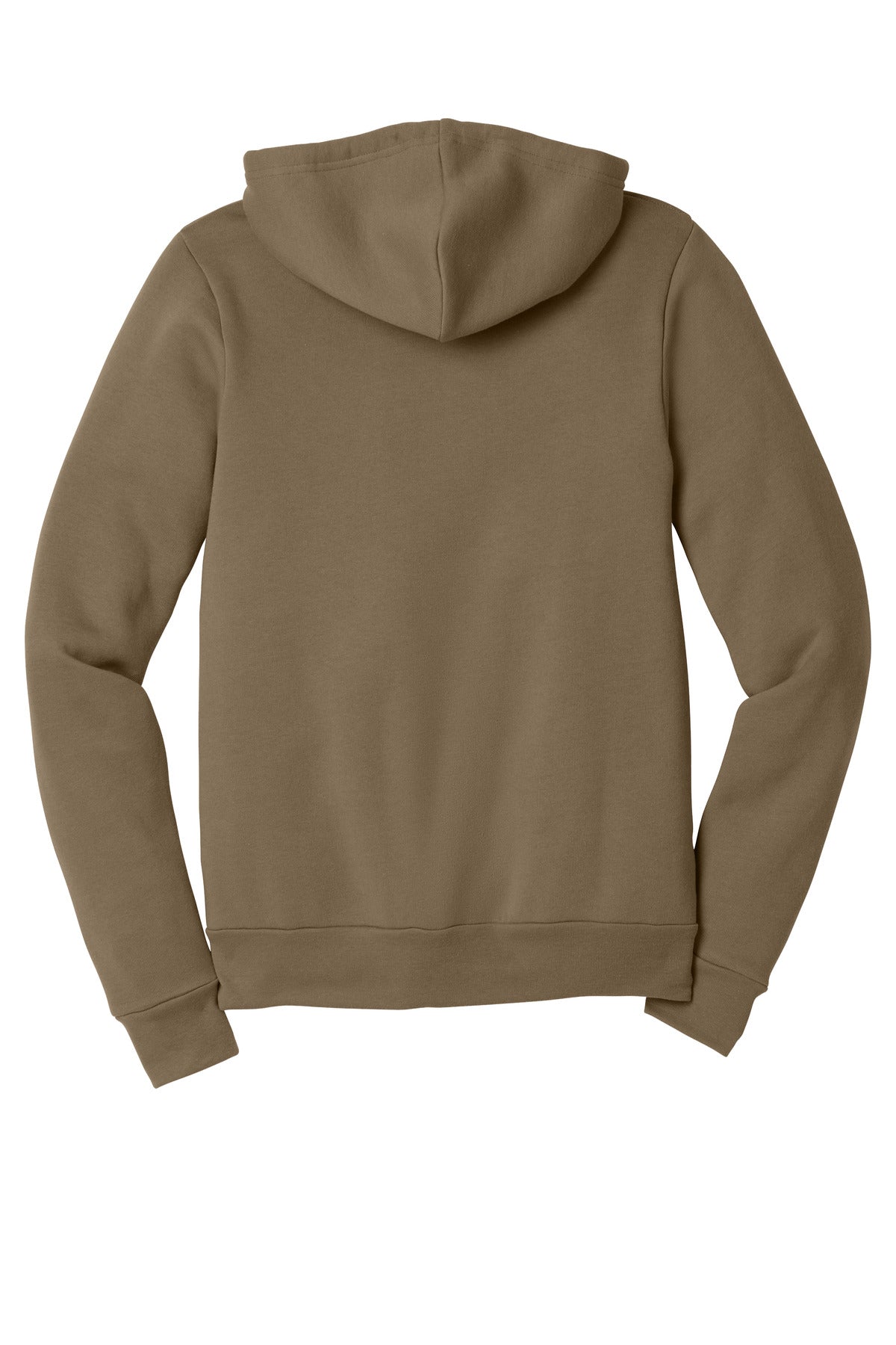 Rear View of VintageBrn BELLA+CANVAS Unisex Sponge Fleece Full-Zip Hoodie. BC3739