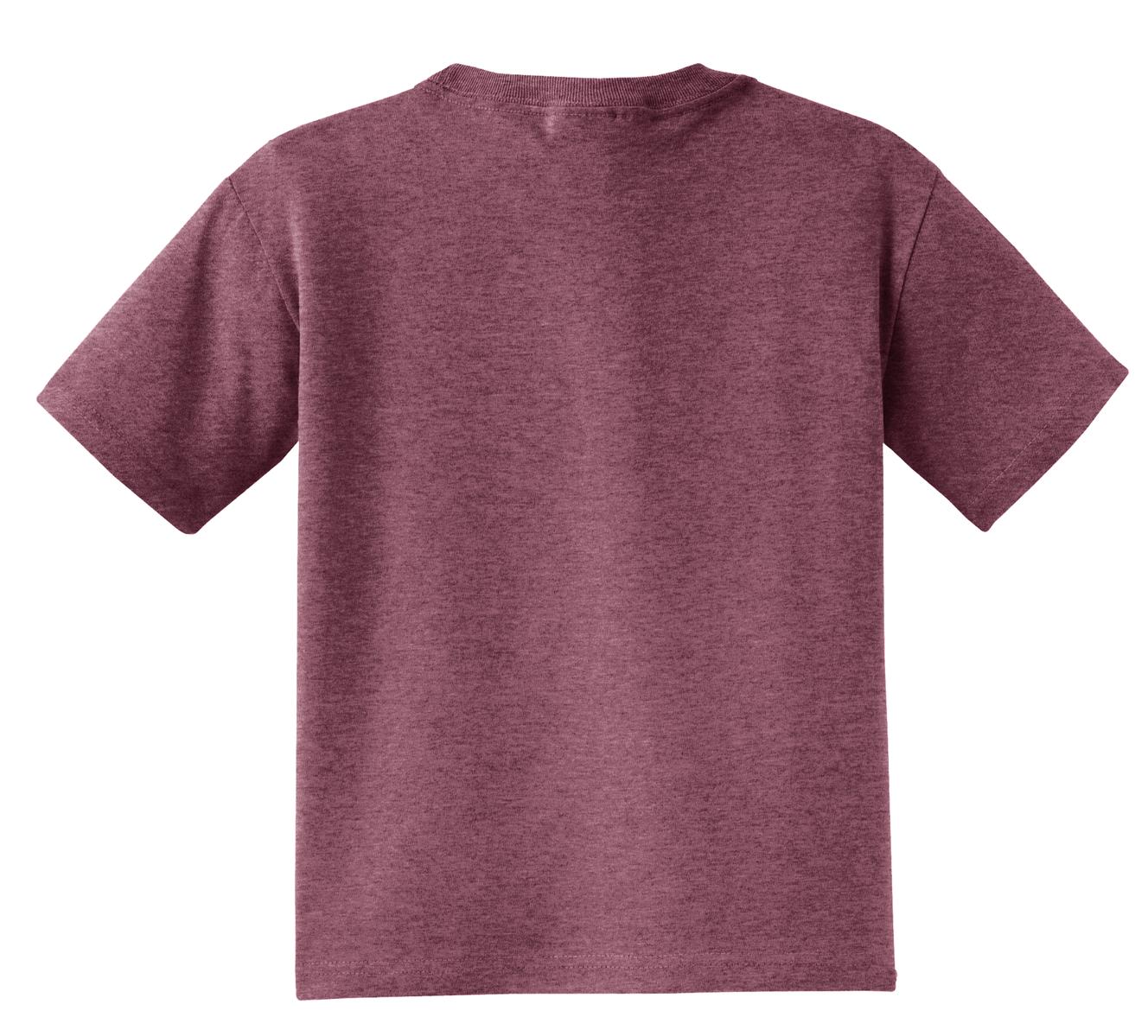 Rear View of Vntg Hthr Marn Jerzees - Youth Dri-Power 50/50 Cotton/Poly T-Shirt. 29B