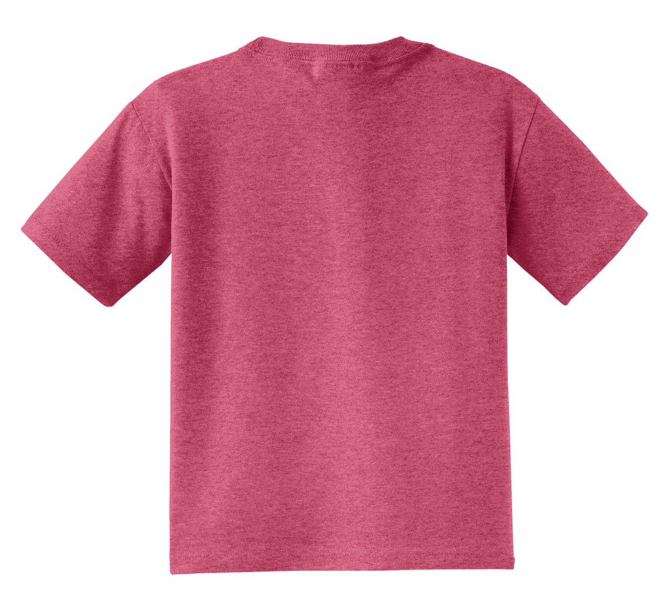Rear View of Vntg Hthr Red Jerzees - Youth Dri-Power 50/50 Cotton/Poly T-Shirt. 29B