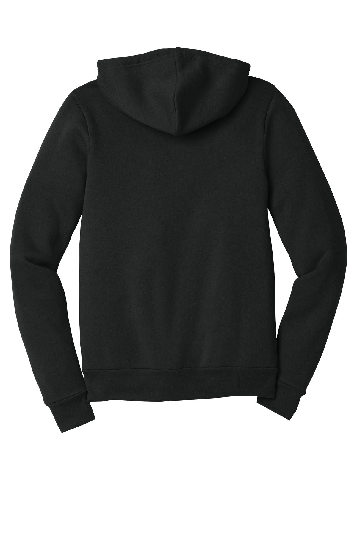 Rear View of VtgBlack BELLA+CANVAS Unisex Sponge Fleece Full-Zip Hoodie. BC3739