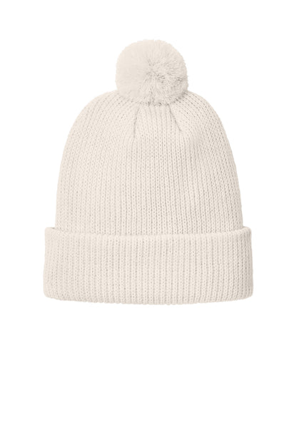 Rear View of VtgWhite The North Face Pom Beanie NF0A7RGI