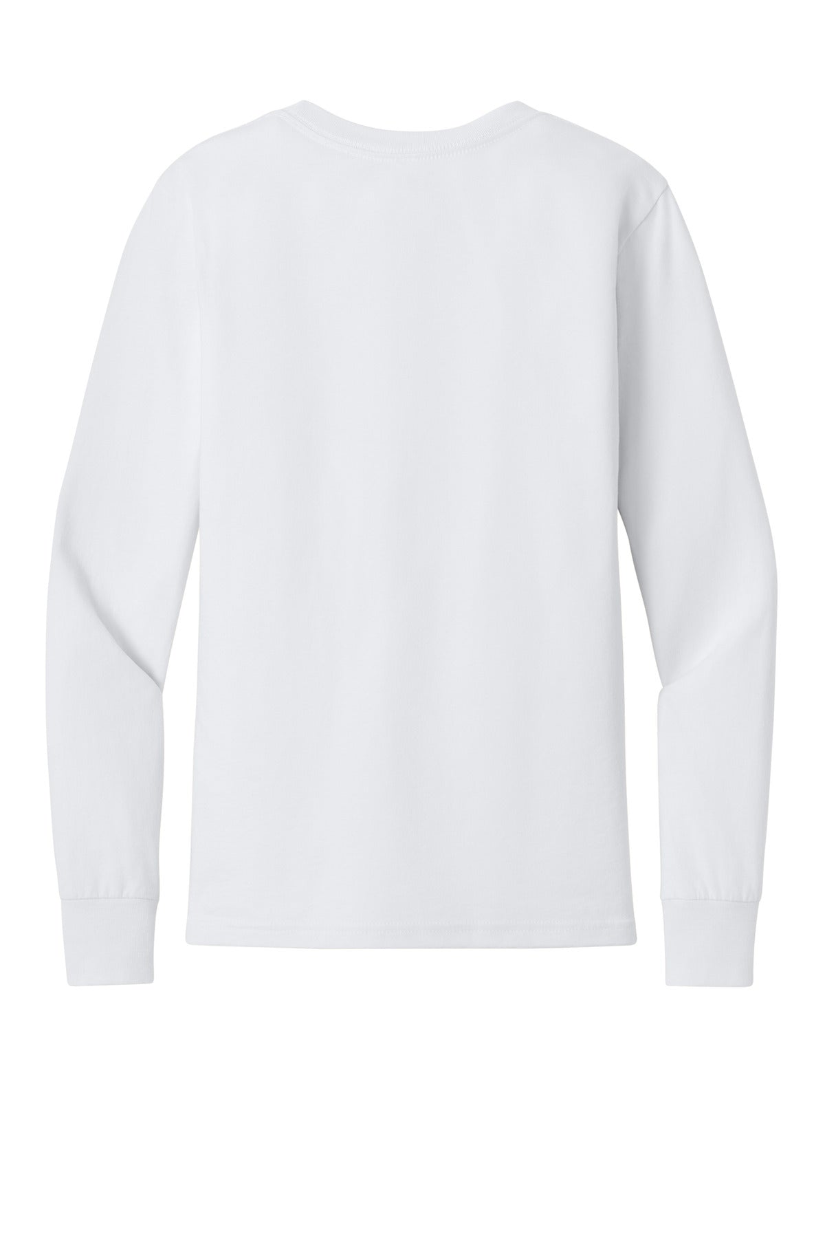 Rear View of White BELLA+CANVAS Youth Jersey Long Sleeve Tee BC3501Y
