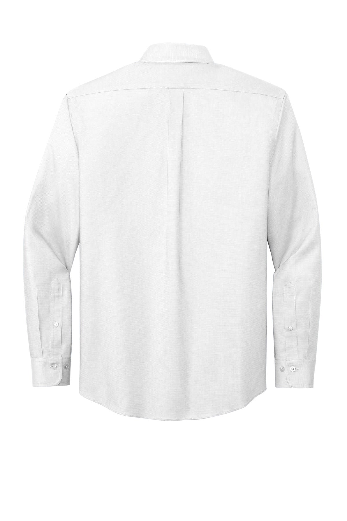 Rear View of White Brooks Brothers Tall Wrinkle-Free Stretch Nailhead Shirt TBB18002