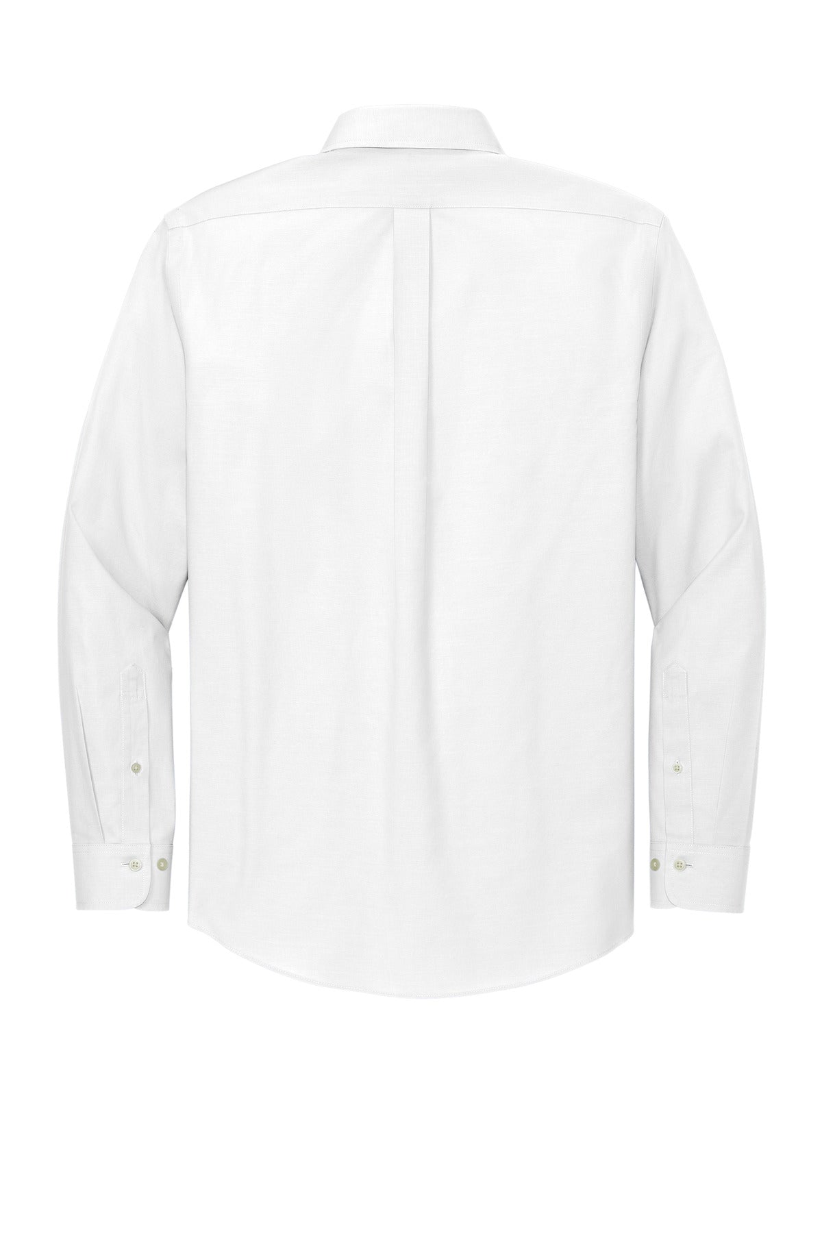 Rear View of White Brooks Brothers Tall Wrinkle-Free Stretch Pinpoint Shirt TBB18000