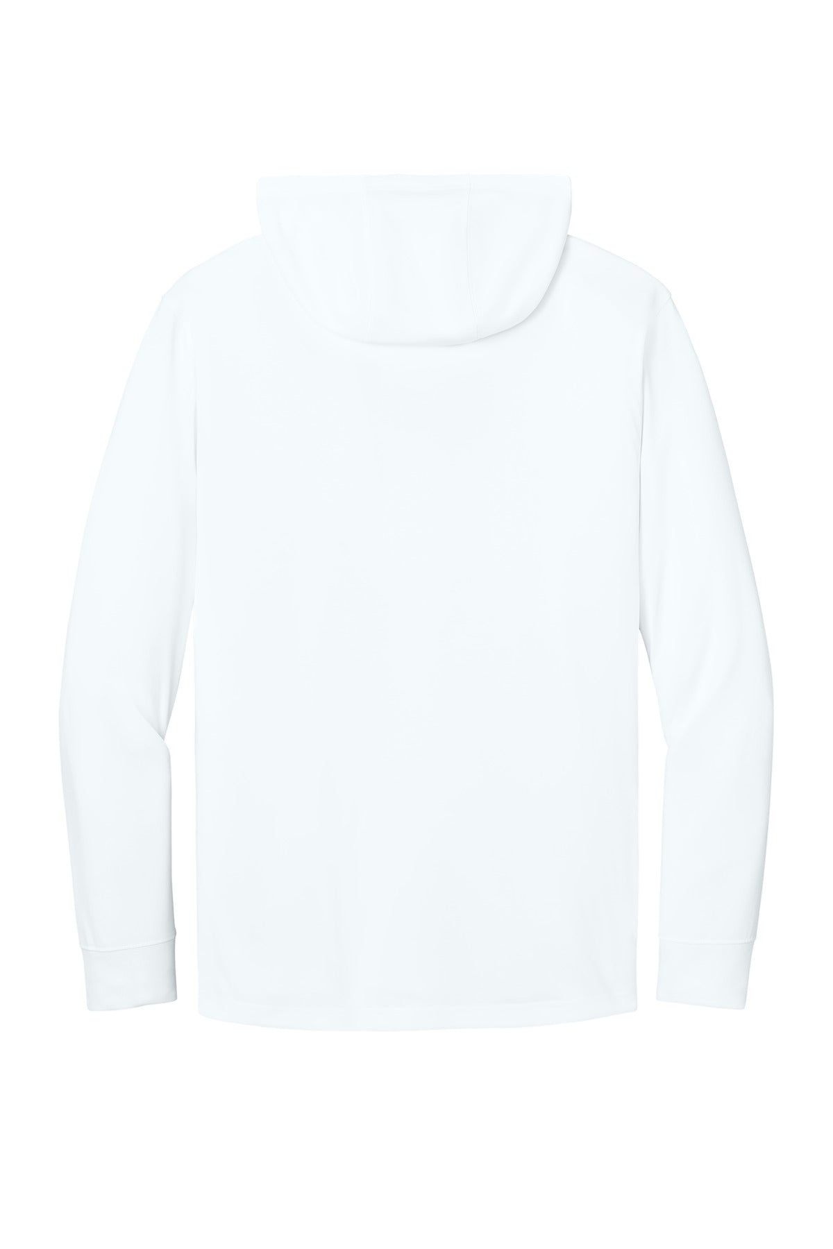 Rear View of White CornerStone Workwear Pro Long Sleeve Hooded Tee CS440LSH