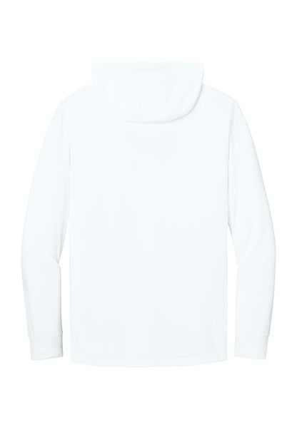 Rear View of White CornerStone Workwear Pro Long Sleeve Hooded Tee CS440LSH