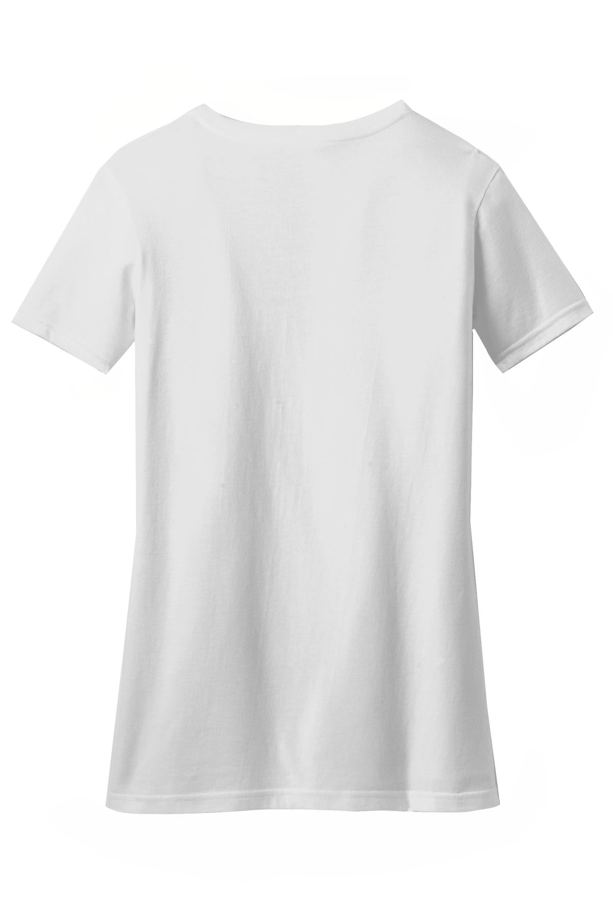 Rear View of White District Women's Perfect Blend CVC V-Neck Tee. DM1190L