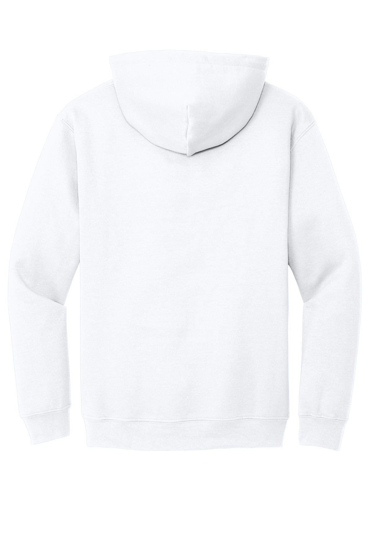Rear View of White Gildan - Heavy Blend Hooded Sweatshirt. 18500