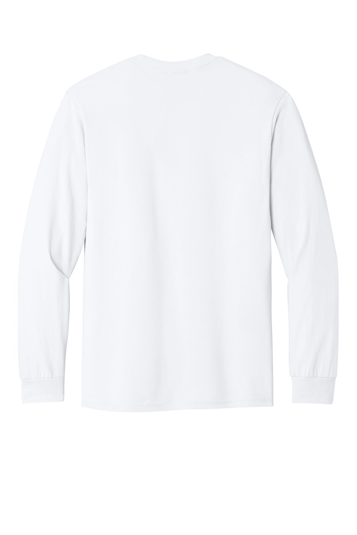 Rear View of White Gildan - Heavy Cotton 100% Cotton Long Sleeve T-Shirt. 5400