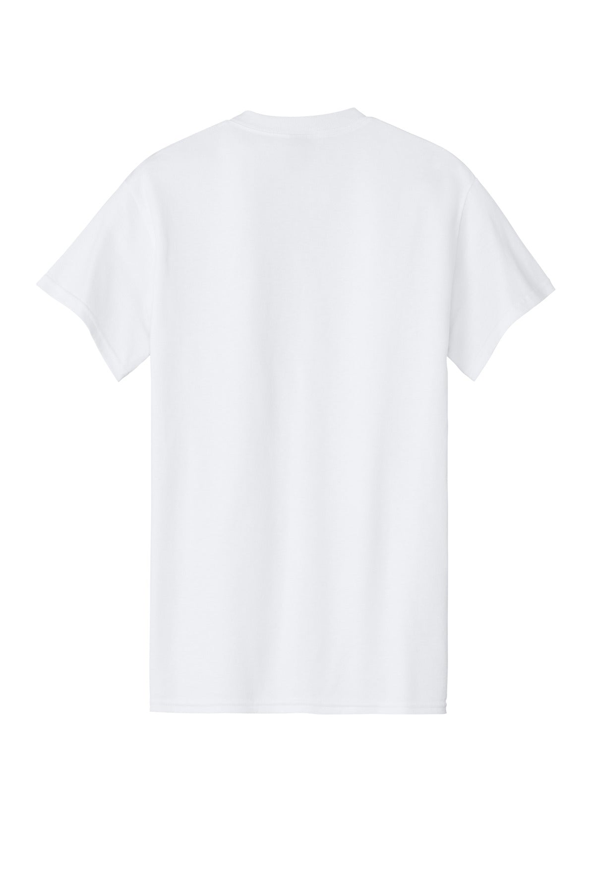 Rear View of White Gildan - Heavy Cotton 100% Cotton T-Shirt. 5000