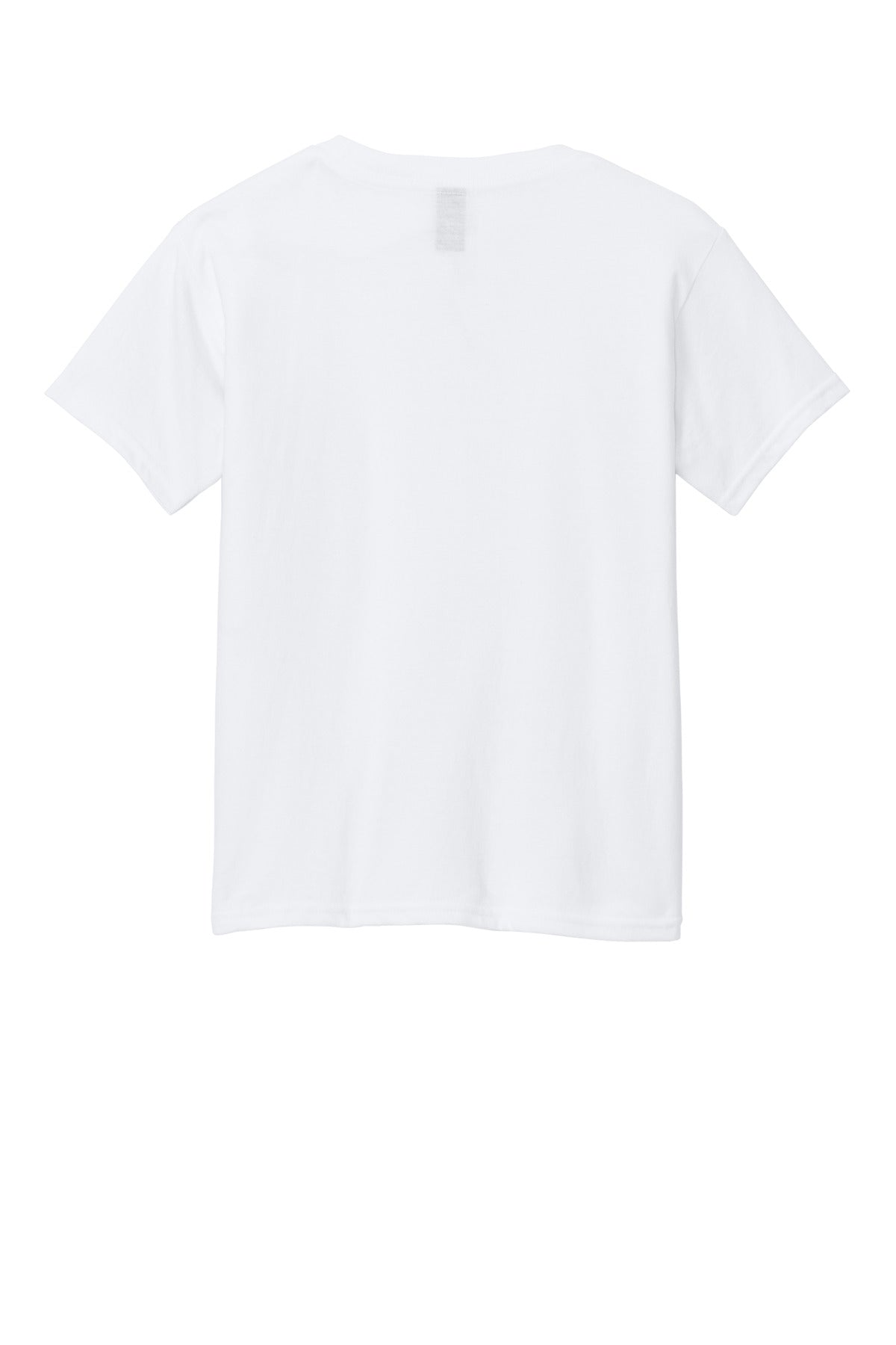 Rear View of White Gildan Youth Softstyle CVC Tee 64000BCVC