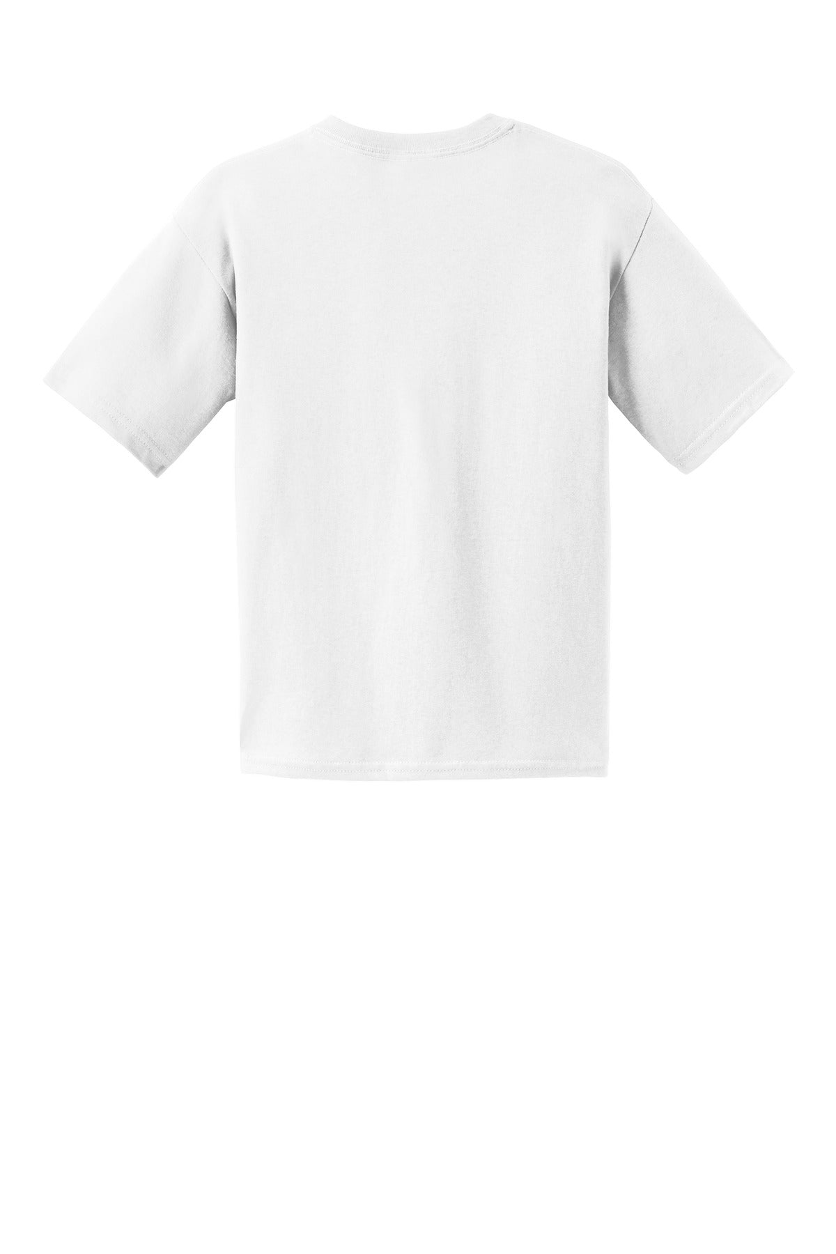 Rear View of White Gildan - Youth Ultra Cotton 100% US Cotton T-Shirt. 2000B