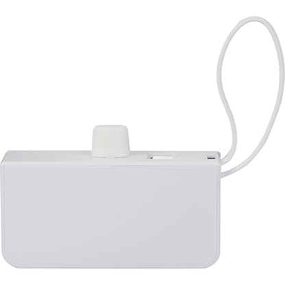 Rear View of White Hue Plus 5000 mAh Power Bank with Watch Charger plain